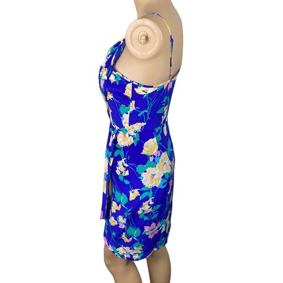 Yumi Kim Jayne Blue Floral Silk Faux Wrap Dress SZ XS - Picture 8 of 11